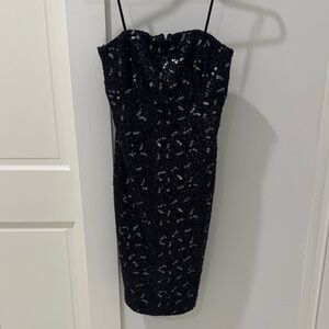 Elegant Black Strapless Sequin Dress